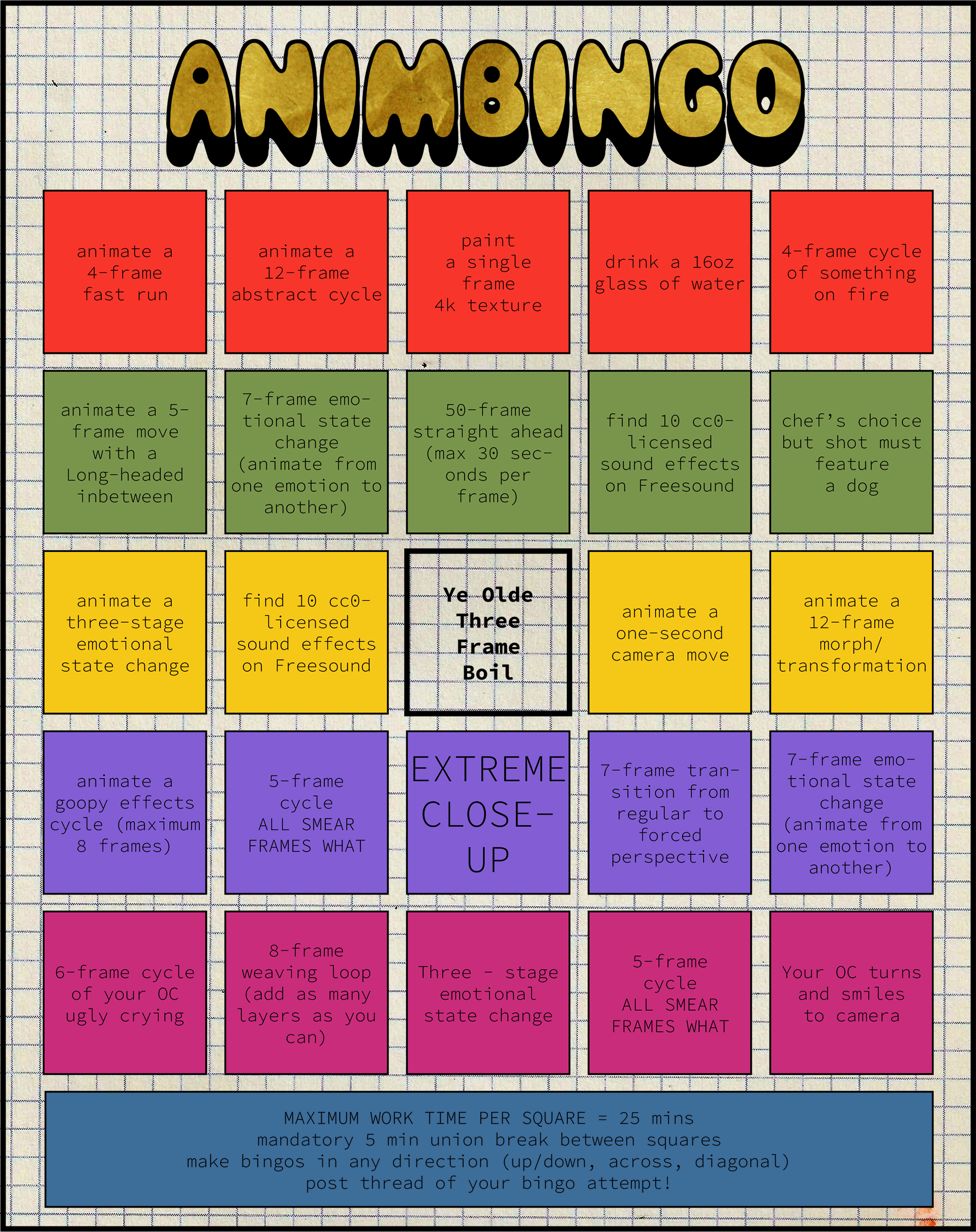 the animbingo board